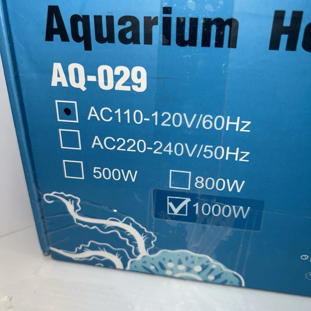 AQQA Double Tube Quartz Aquarium Heater 1000W Blue AQ-029 Digital LCD Control
